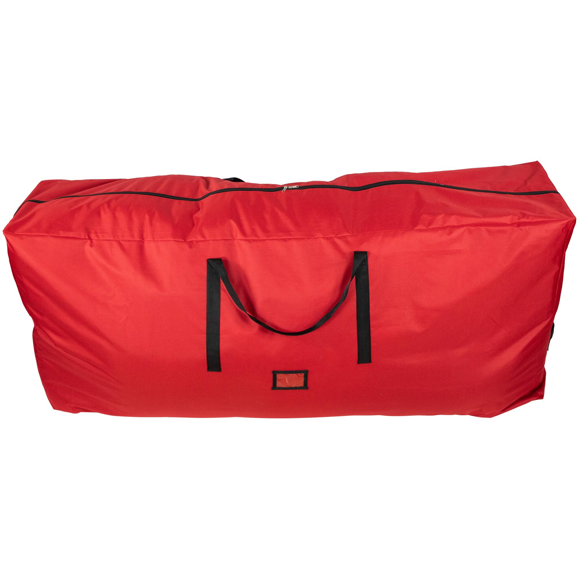 57" Red Quilted Rolling Christmas Tree Storage Bag for Trees up to 9ft.